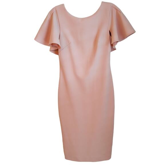 Calvin Klein Flutter Sleeve Dress Women's Size 2 Light Pink Knee Length Lined - Picture 3 of 14